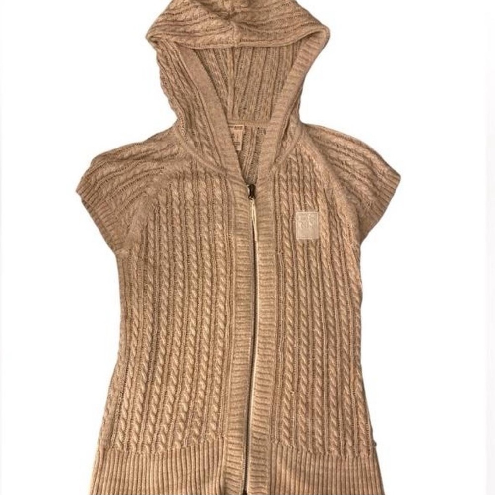Cozy Tan Cable Knit Hooded Sweater